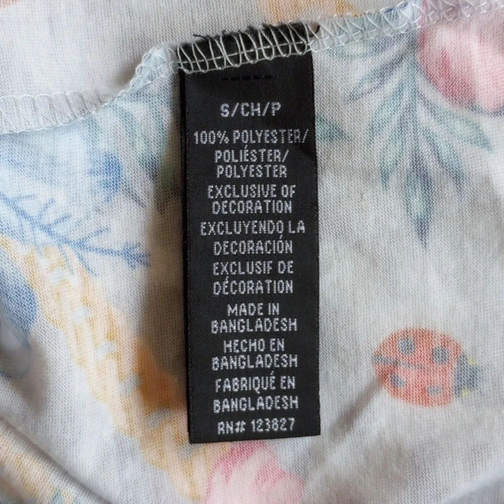 NWOT Fresh Prints of Bel Air Butterfly T-shirt S Ladybug Floral Blue White Pink - Picture 5 of 6